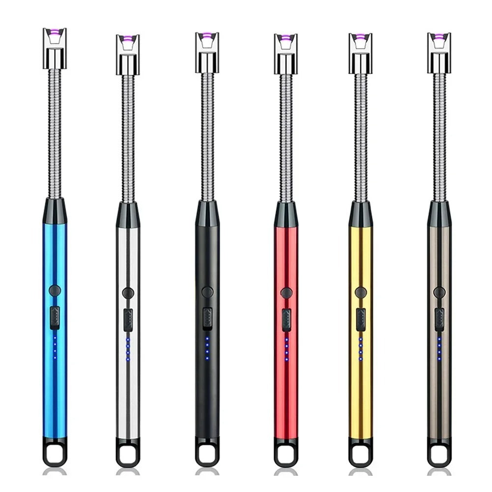 60° Outdoor Kitchen Lighter Usb Rechargeable Portable Electronic Arc Lighter Flexible Neck Safety Lock Windproof Eco Friendly Design (Random Colors)